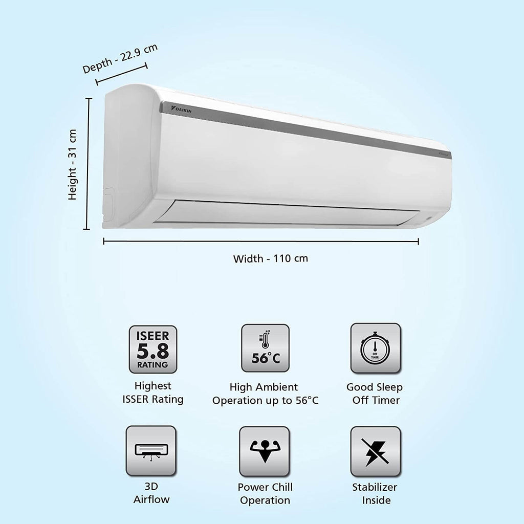 Daikin FTKF50UV16 1.5 Ton 5 Star Inverter Split AC | Power Chill | Copper Condenser | R32 Refrigerant