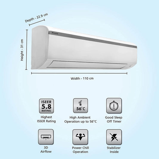 Daikin FTKF50UV16 1.5 Ton 5 Star Inverter Split AC | Power Chill | Copper Condenser | R32 Refrigerant