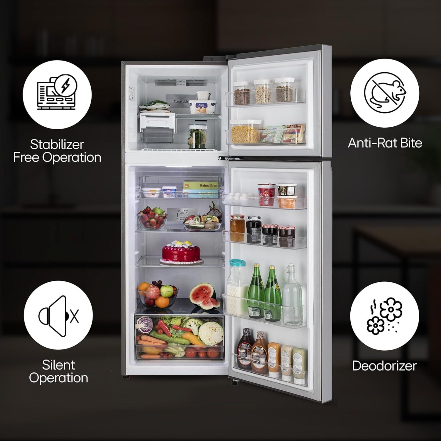LG GL-S342SPZY 322L 2 Star Frost-Free Double Door Refrigerator | Convertible | Smart Inverter Compressor | Multi Air Flow | Shiny Steel