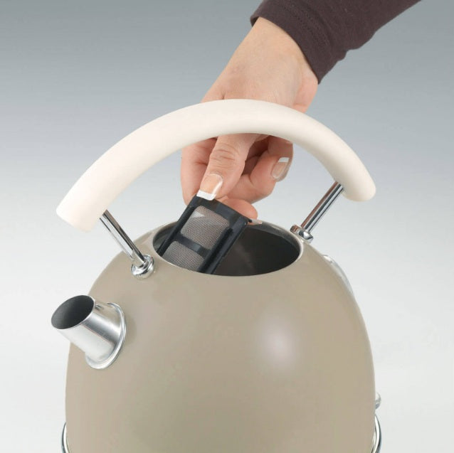 Ariete 2877 Vintage 1.7L Electric Kettle (Beige) | 2000W Stainless Steel | Retro Design | 360° Cordless Base | Auto Shut-Off