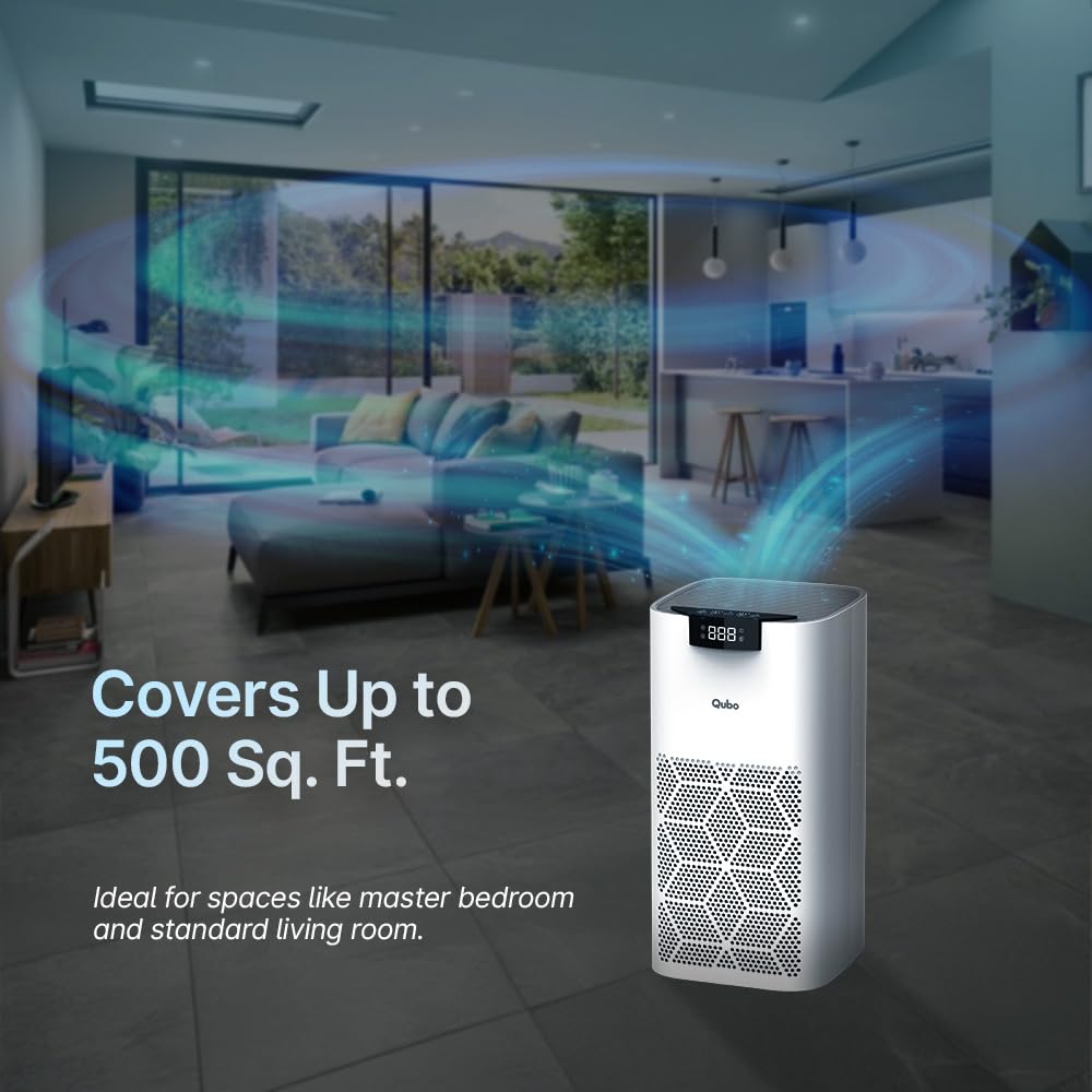 Qubo Smart Air Purifier Q500 | 4-Layer Filtration | HEPA H13 | QSensAI Smart Mode | App &amp; Voice Control | 500 Sq. Ft. Coverage | Suraj Electronics