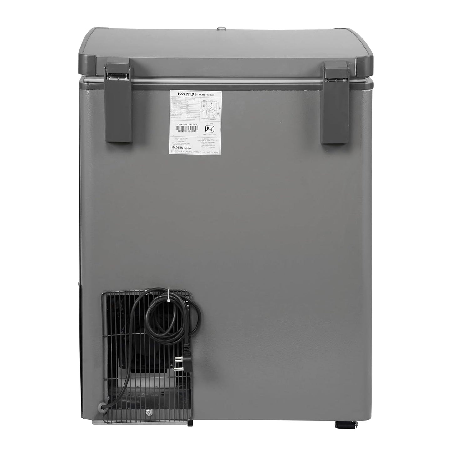Voltas CVF120SA3-P1-GW 114 Litre 3 Star Convertible Single Door Deep Freezer | Direct Cool | White & Grey | Compact Energy-Efficient Freezer for Home & Commercial Use