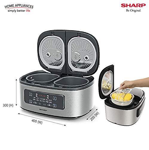 Sharp KN-TC50VI-SL Twin Cooker | 1st Dual Pot Multi Cooker | Smart Temperature Control | 12 Auto Cooking Modes | Silver