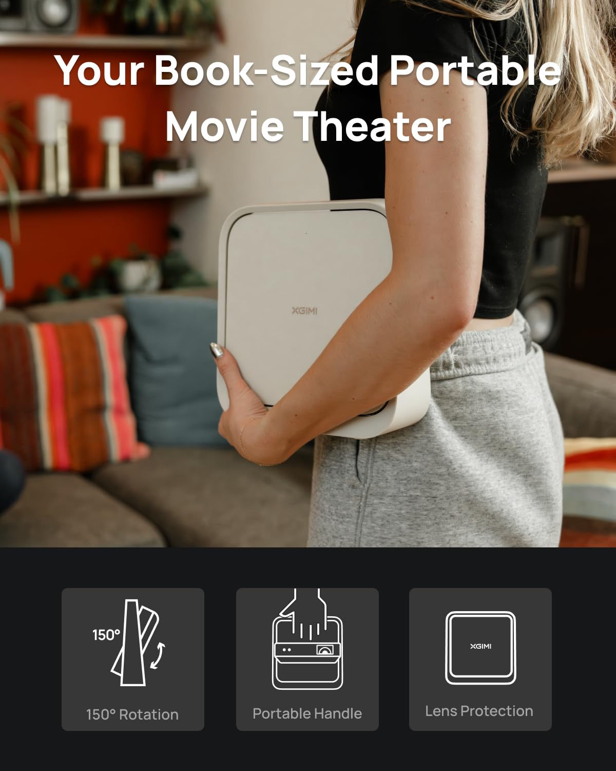 XGIMI Elfin Flip Portable Projector | Full HD 1080p | Licensed Netflix | 400 ISO Lumens | HDR10 | Auto Focus &amp; Built-in Stand | Suraj Electronics Delhi NCR