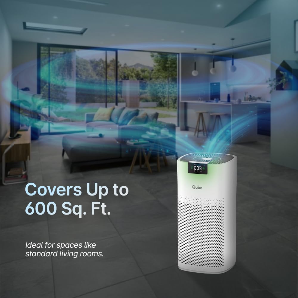 Qubo Smart Air Purifier Q600 | 4-Layer Filtration | HEPA H13 | QSensAI Smart Mode | 600 Sq. Ft. Coverage | App &amp; Voice Control | Suraj Electronics
