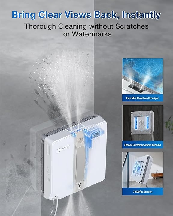 ECOVACS WINBOT MINI Window Cleaning Robot | Dual Ultrasonic Spray | 9-Stage Protection | Smart Path Planning | Suraj Electronics Delhi NCR