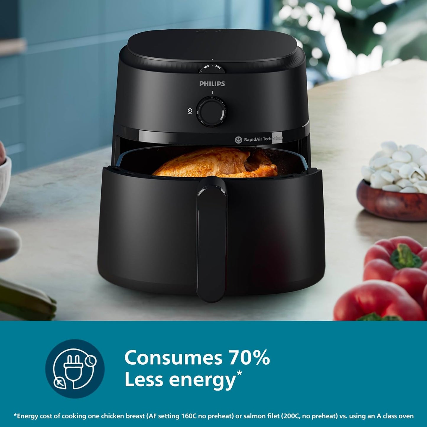 Philips NA120/00 4.2 Litre Airfryer (Black) | Rapid Air Technology | 12 Preset Menus | 1500W | Up to 90% Less Fat | Made in India – Buy Online at Suraj Electronics