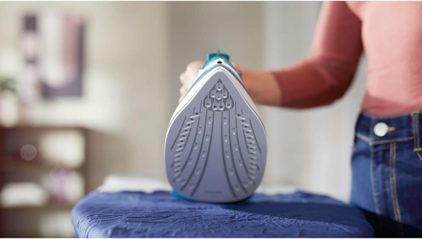 Philips DST3011/20 2100W Steam Iron with Ceramic Soleplate, 30g/min Continuous Steam & Steam Control – Blue (3000 Series)