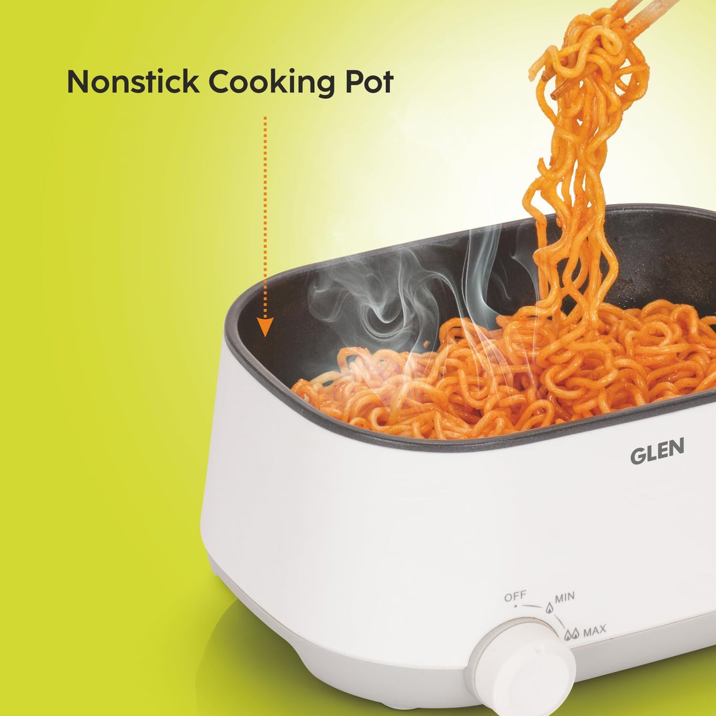 Glen SA-3051MFS 3-in-1 Multi Cooker &amp; Food Steamer | 600W | 1.2 L | Non-Stick Pot | Dual Power Settings | Suraj Electronics Delhi NCR