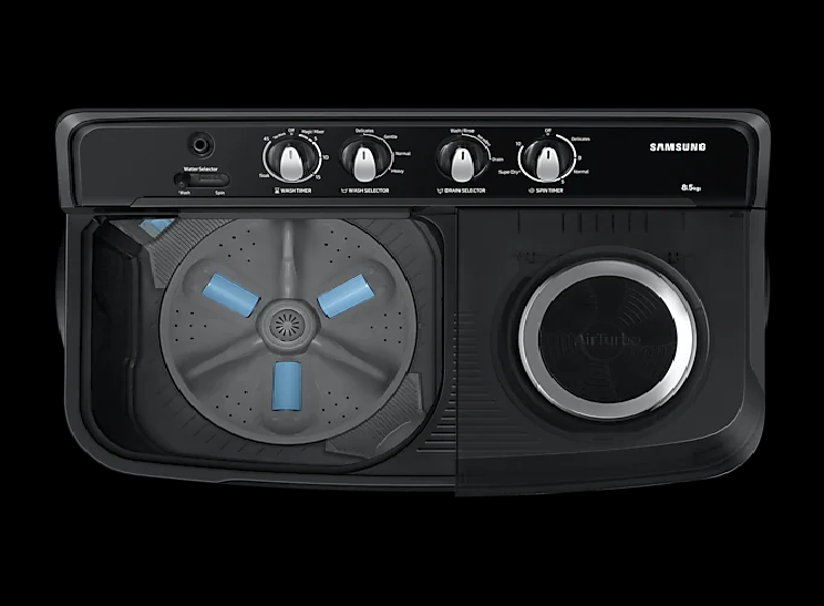 Samsung WT85B4200GD/TL 8.5 Kg Semi-Automatic 5 Star Top Load Washing Machine | Hexa Storm Pulsator | Air Turbo Drying | Suraj Electronics Delhi NCR