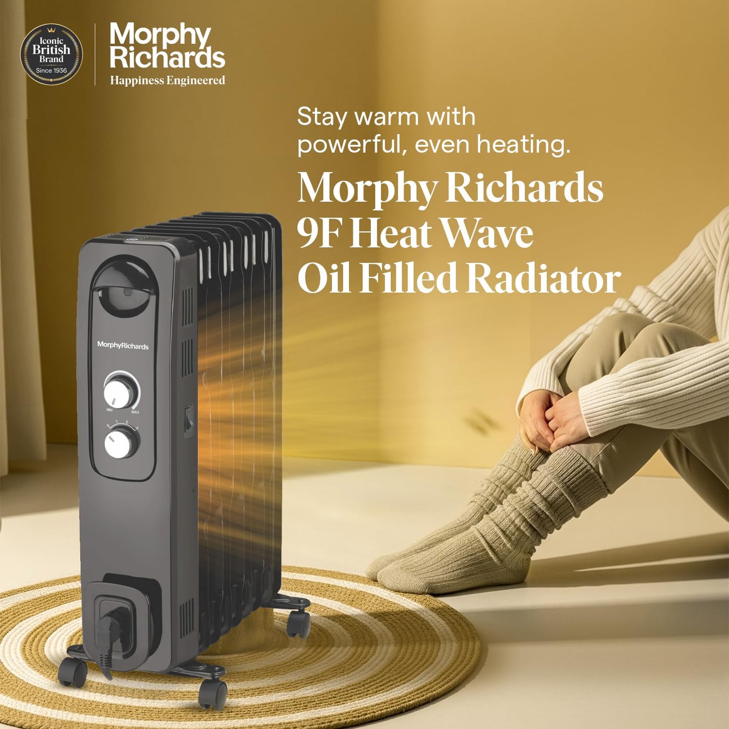 Morphy Richards OFR 9F Wave Fin 2400W Oil Filled Room Heater with 400W PTC Fan | ISI Certified | Suraj Electronics Delhi NCRu