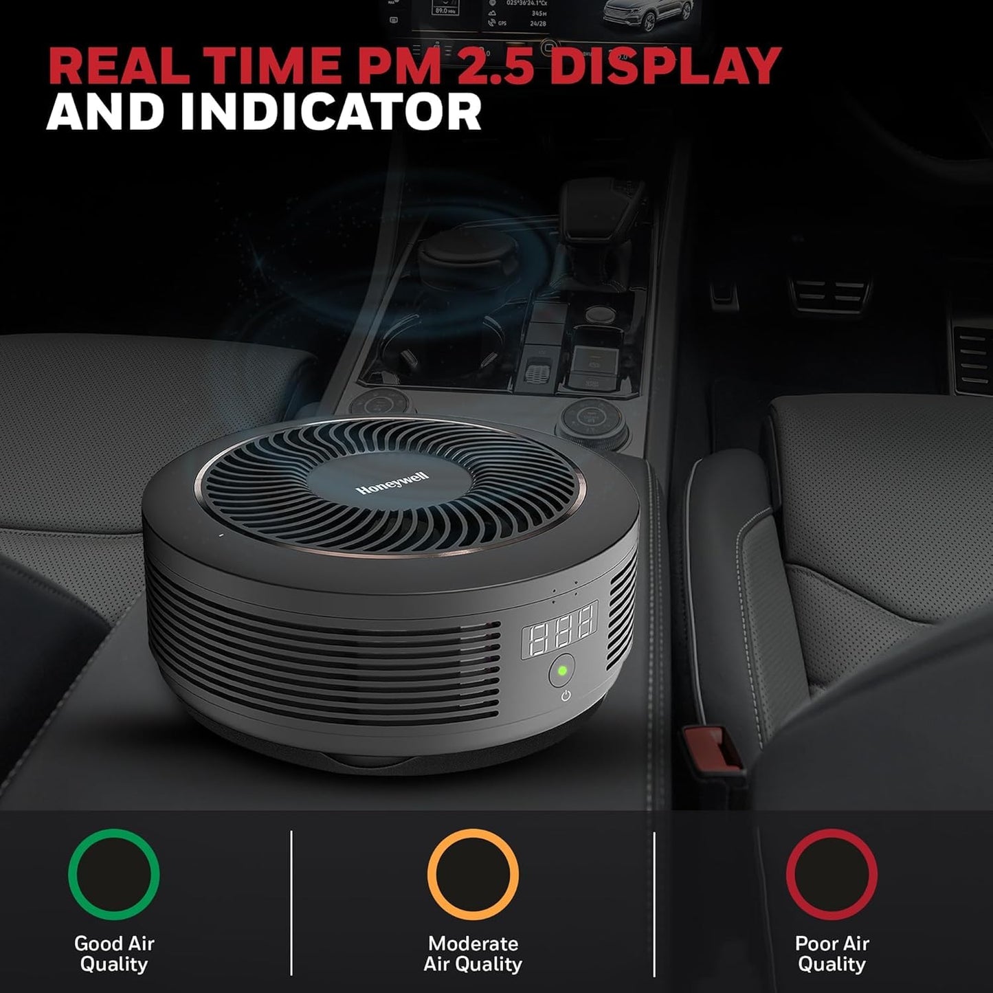 Honeywell Move Pure 4 Car Air Purifier | 3-in-1 HEPA Filtration | Removes 99.99 % PM 2.5 &amp; Odors | Dual USB Ports | Compact Design | Suraj Electronics