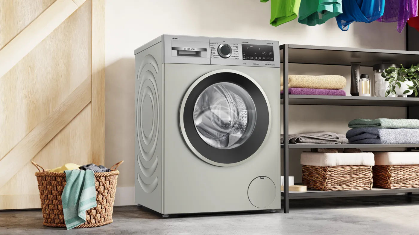 Bosch WGA264AXIN Series 8 11 kg Front Load Washing Machine | i-DOS Smart Dosing | AntiStain | SpeedPerfect | Silver Inox | Suraj Electronics Delhi NCR