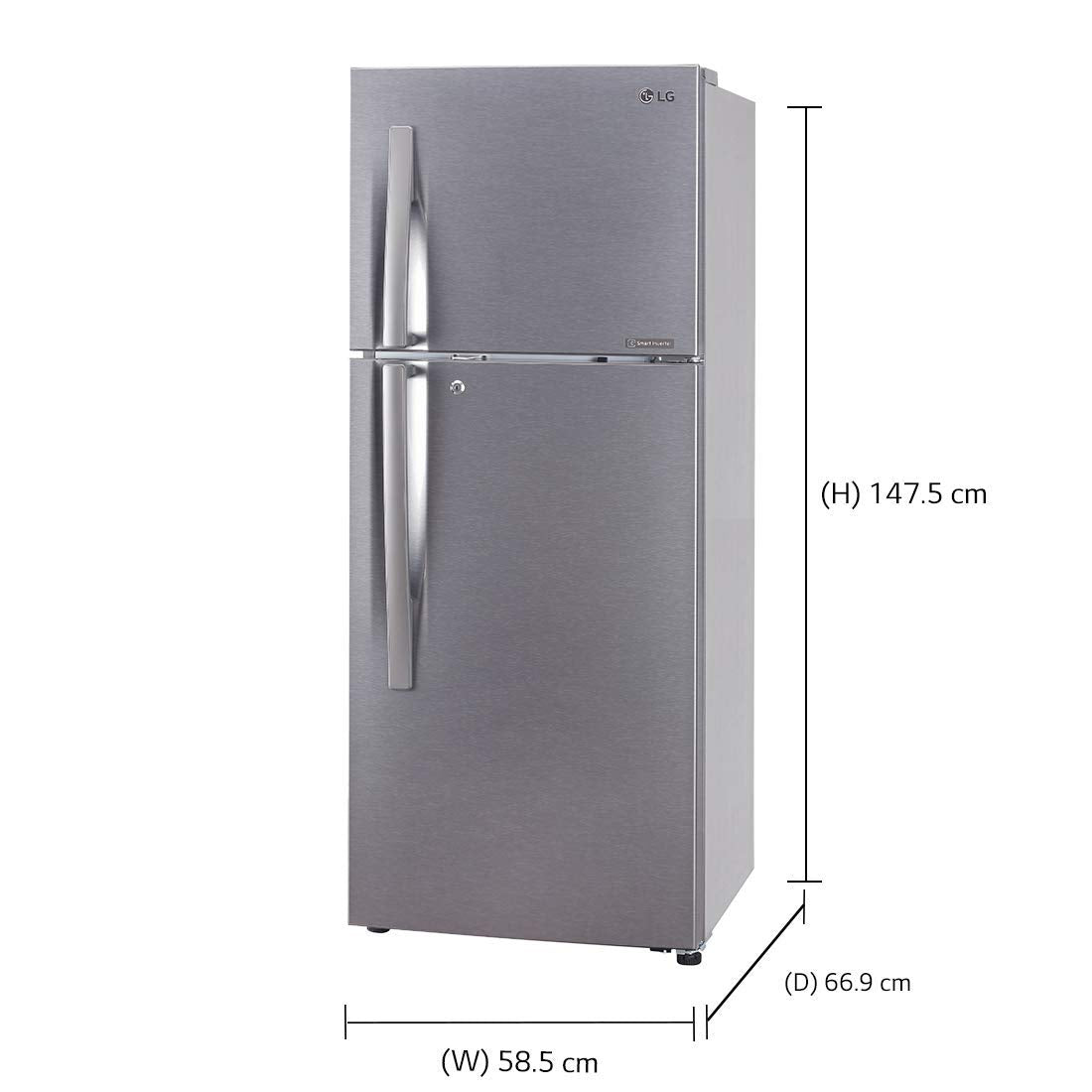 LG GL-N292RDSY 242 L 2 Star Inverter Frost-Free Standard Double Door Refrigerator ( Jet Ice, Dazzle Steel)