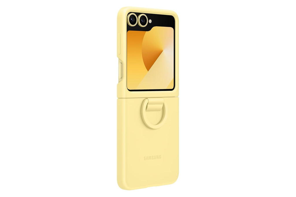 Samsung Galaxy Z Flip6 Silicone Case Yellow | Slim Soft-Touch Design | Built-In Ring Grip | Suraj Electronics Delhi NCR