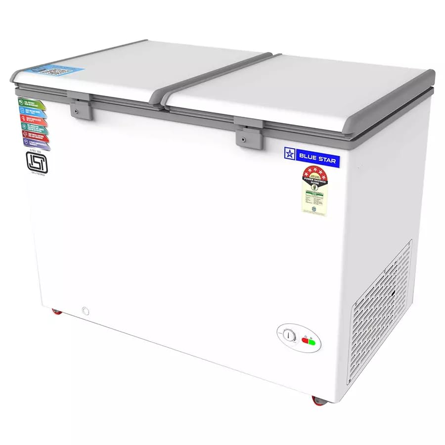 Blue Star CF5-330NEYW 300L Double Door 5 Star Deep Freezer – Energy Efficient, Rust-Proof, Commercial & Home Use | Suraj Electronics
