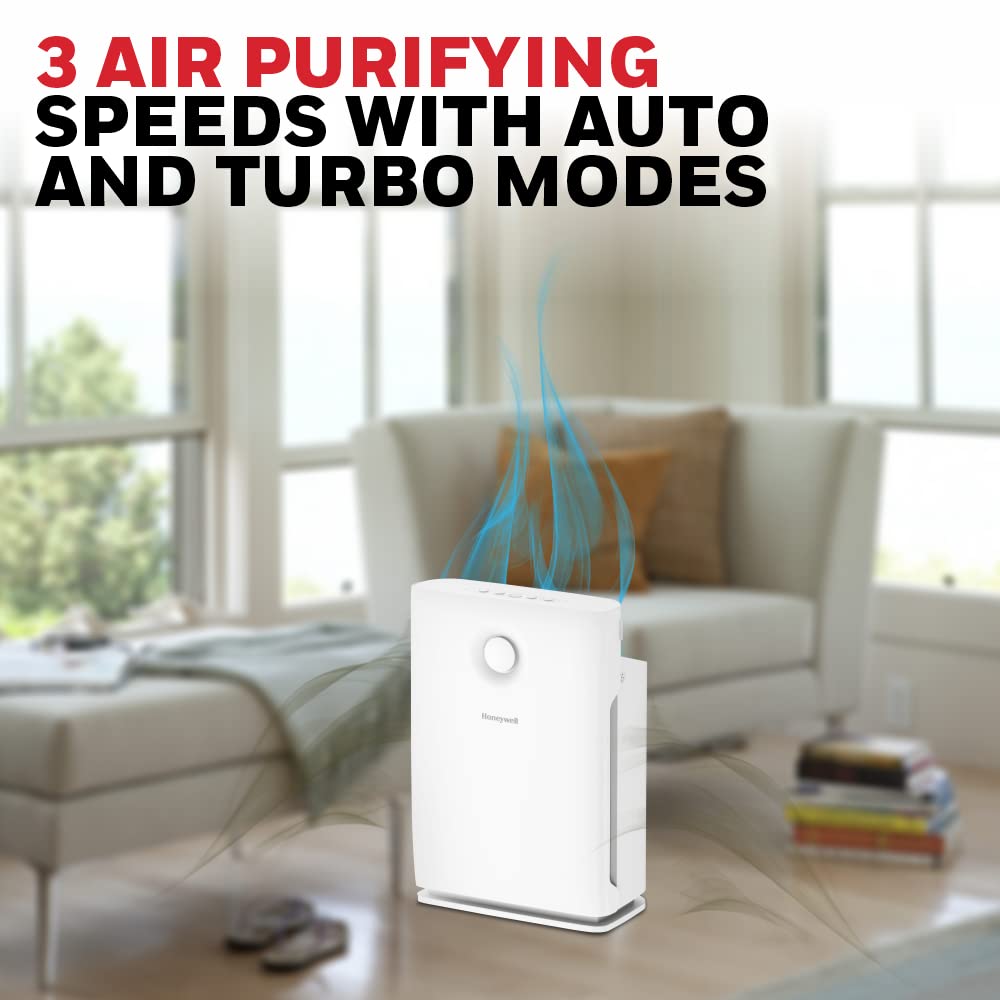 Honeywell Air Touch V3 Air Purifier 4-Stage Filtration with H13 HEPA & Activated Carbon Filter, 300 CADR, Covers 465 sq.ft – White