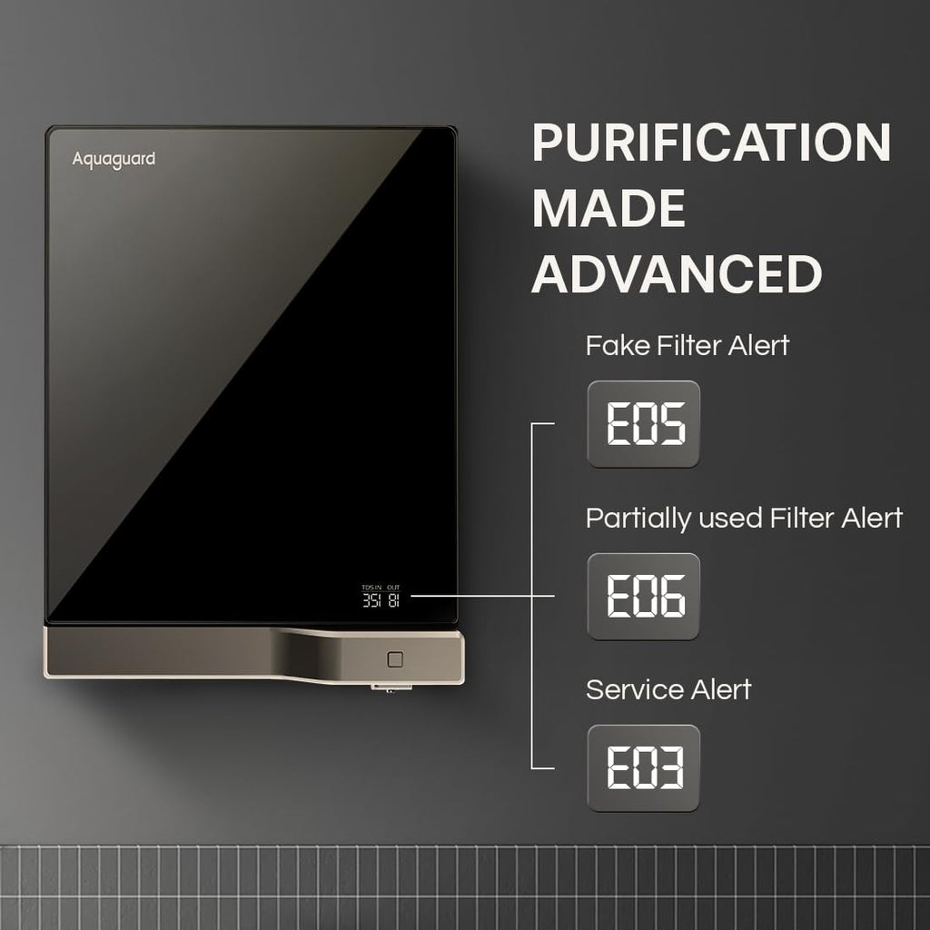 Aquaguard Slim Glass 9-Stage RO+UV Water Purifier | Toughened Glass Body | Active Copper | Real-Time TDS Display | 3.6L Tank | Wall Mount