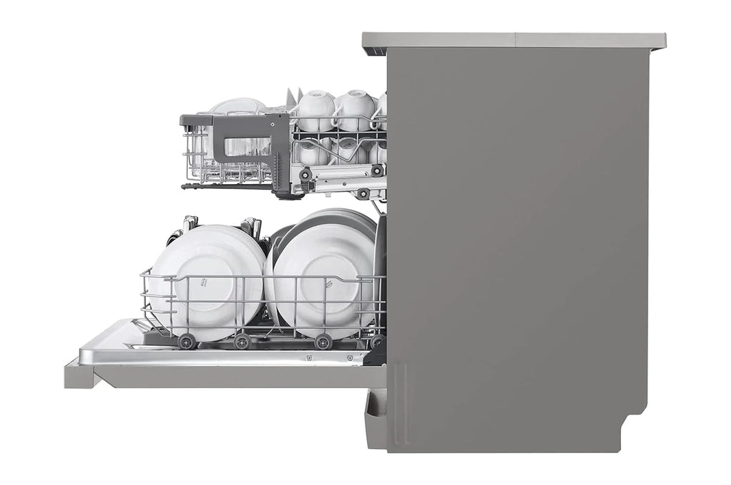 LG DFB532FP 14 Place Setting Freestanding Dishwasher with TrueSteam™, QuadWash™, Inverter Direct Drive & LG ThinQ (Silver, Made for Indian Utensils)