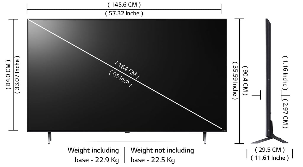 LG 65QNED80SRA 164 cm (65 inches) 4K Ultra HD Smart QNED TV  (Ashed Blue)