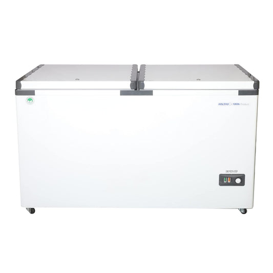 Voltas CB HT 400 DD 400 Litre 2-Door Combo Cooler Cum Freezer | Castor Wheels | White