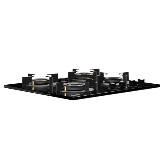 Crompton HOB-SSDC604-MBL SensoSafe 60 cm 4 Burners Built-in Gas Hob With High Efficiency Brass Burners, Auto-Ignition and 8 MM Toughened Glass ( Midnight Black)