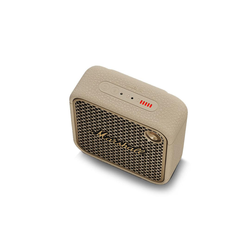 Marshall Willen II Portable Bluetooth Speaker (Cream) – 17+ Hours Playtime, IP67 Dust & Waterproof, Built-in Mic, Strap Mount, Compact Design