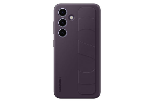 Samsung Galaxy S24 5G Standing Grip Case (Dark Violet) | Soft Silicone Kickstand Cover | Suraj Electronics Delhi NCR