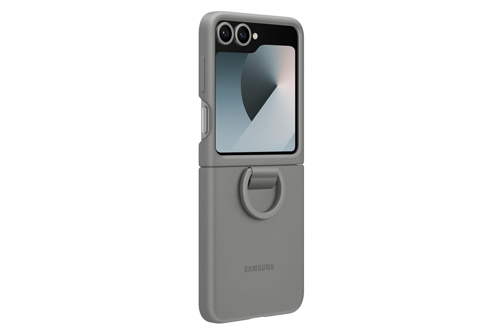 Samsung Galaxy Z Flip6 Silicone Case (Gray) | Slim Soft Touch Ring Grip | Suraj Electronics Delhi NCR