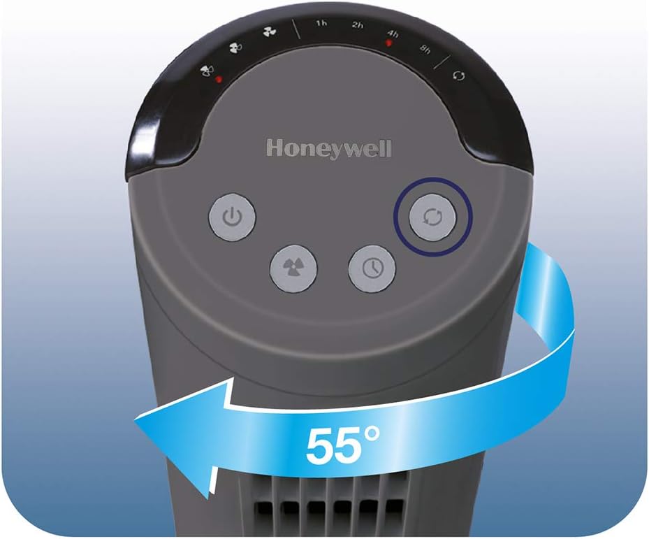 Honeywell HYF1101E1 Comfort Control Tower Fan – 3 Speed, 55° Oscillation, Auto Shut-Off Timer, Portable Floor Fan for Home & Office (Black)