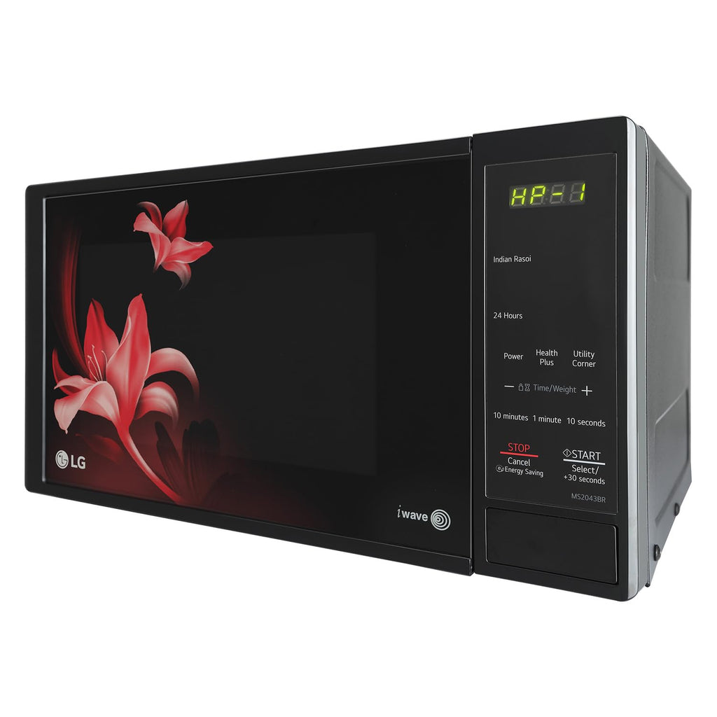 LG MS2043BR 20 L Solo Microwave Oven (Black) – i-Wave Technology, Anti-Bacterial Cavity, Steam Clean, 44 Auto Cook Menus, Energy Saving