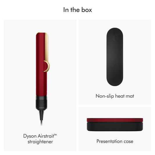 Dyson Airstrait Hair Straightener Red Velvet & Gold | Wet-to-Dry Styling, No Heat Damage, Intelligent Airflow, LCD Display