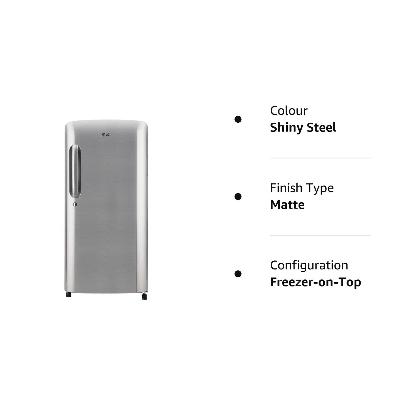 LG GL-B201APZD 185 L 3 Star Direct-Cool Single Door Refrigerator ( Shiny Steel, Fast Ice Making, Gross Volume 190 Litre)