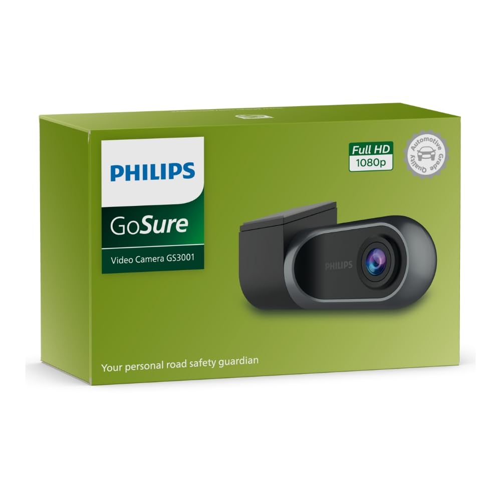 Philips GoSure GS3001 Full HD 1080p Dash Camera for Car | Wi-Fi, Night Vision, G-Sensor, ADAS, Loop Recording