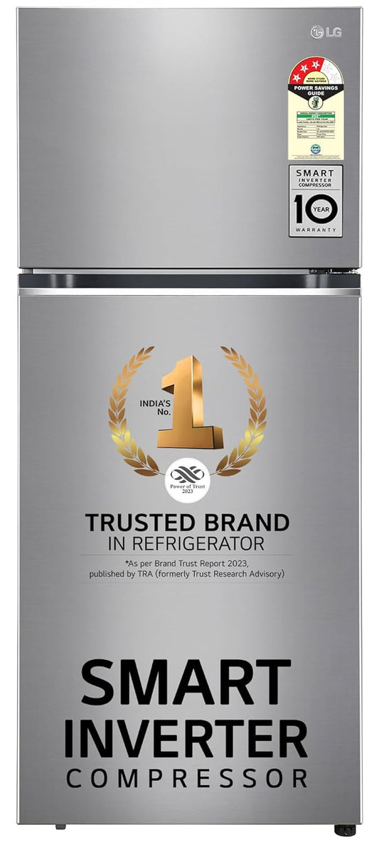 LG GL-S422SPZX 398L 3 Star Frost-Free Double Door Refrigerator (Convertible, Smart Inverter, Express Freeze, Shiny Steel)