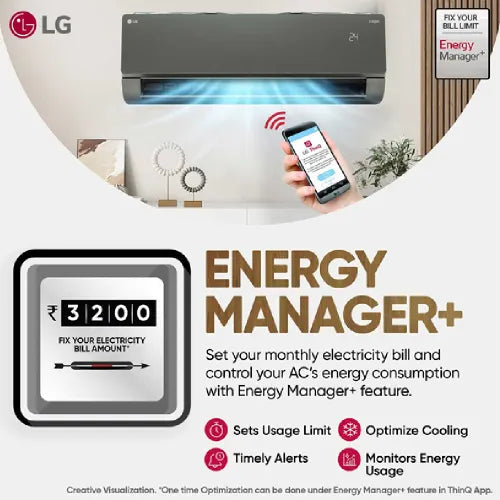 LG US-Q19MWZE 1.5 Ton 5 Star AI+ DUAL Inverter Split AC | Copper | Smart Energy Manager | Wi-Fi | VIRAAT Mode | AI Convertible 6 in 1 | Faster Cooling | Energy Saving ( Black Mirror) 2025 Model