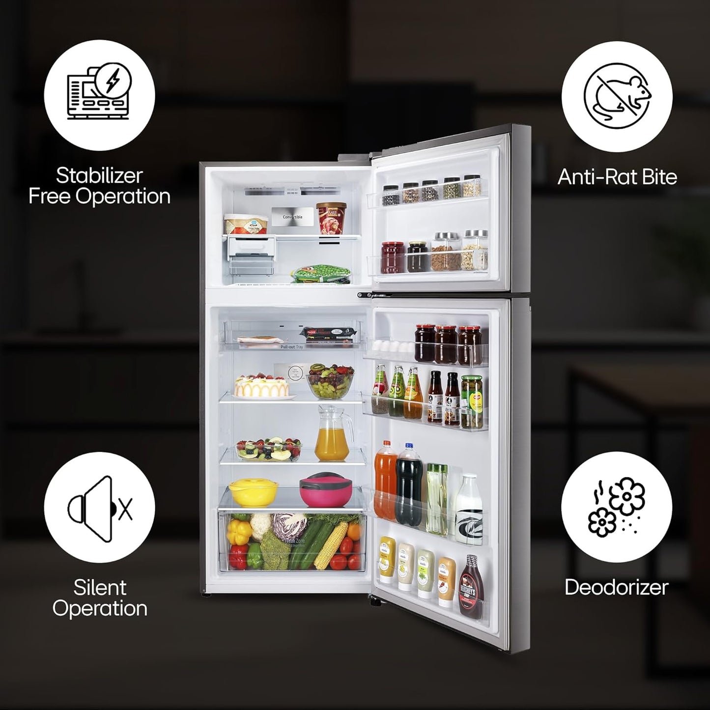 LG GL-S422SPZX 398L 3 Star Frost-Free Double Door Refrigerator (Convertible, Smart Inverter, Express Freeze, Shiny Steel)