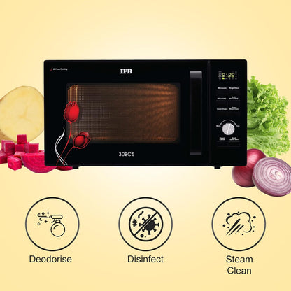 IFB 30BC5 30 Litre Convection Microwave Oven Air Fry and Dual Heaters| Oil-Free Cooking | Steam Clean | 22 Auto Cook Menus | Black | Buy Online at Suraj Electronics