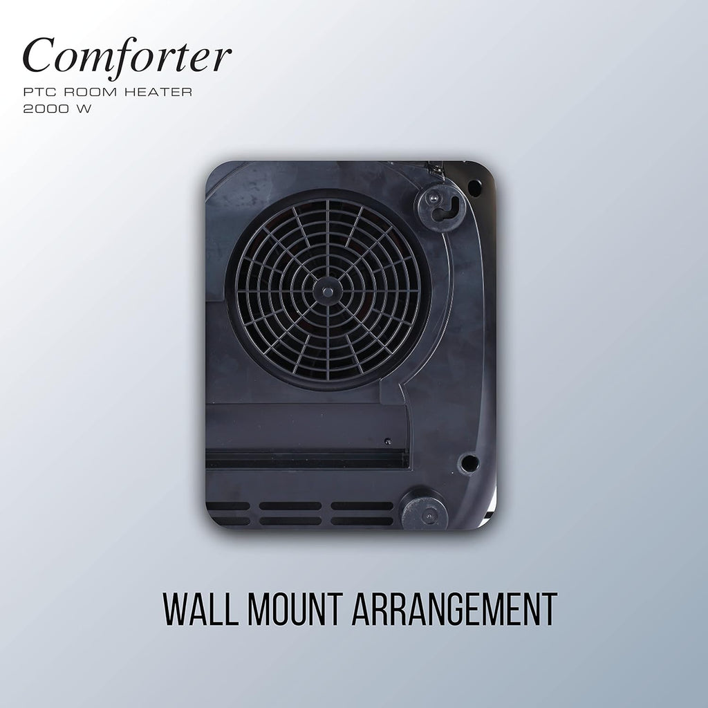 Havells Comforter 2000 Watt Room Heater with Overheat Protection| Easy to Carry for Bedroom and Office| Adjustable Thermostat Control Knob & Adjustable Vent for Air Delivery (White and Black) GHRFHAGW200