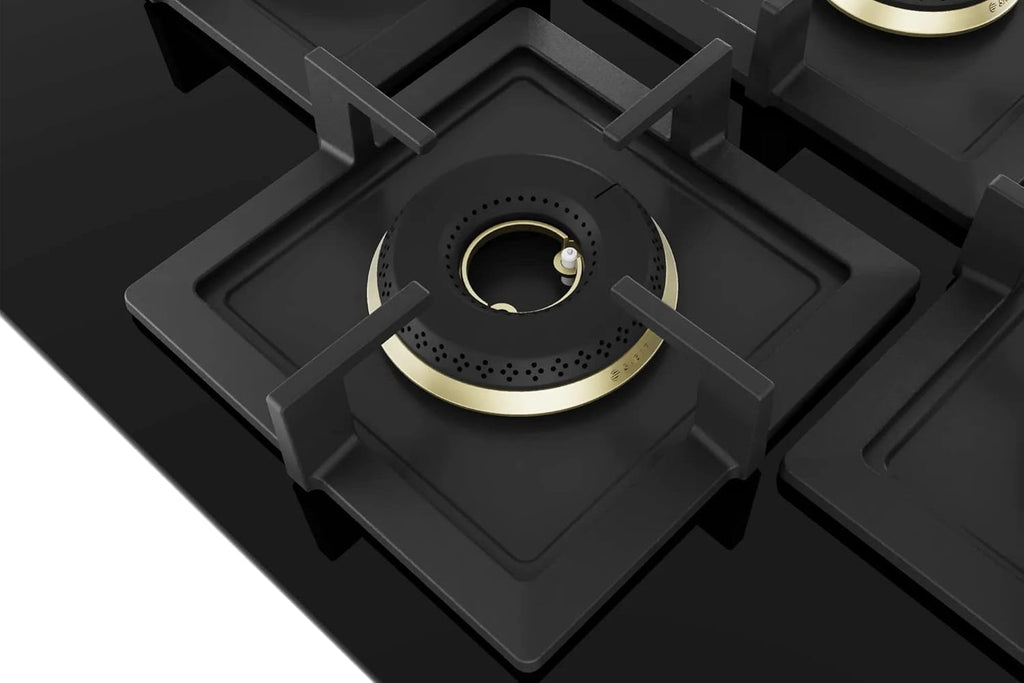 Bosch PNI7B6F20I 4 Burner Built-in Glass Gas Hob – Auto Ignition, Flame Failure Safety, Bevelled Glass, Made in Spain (Black)