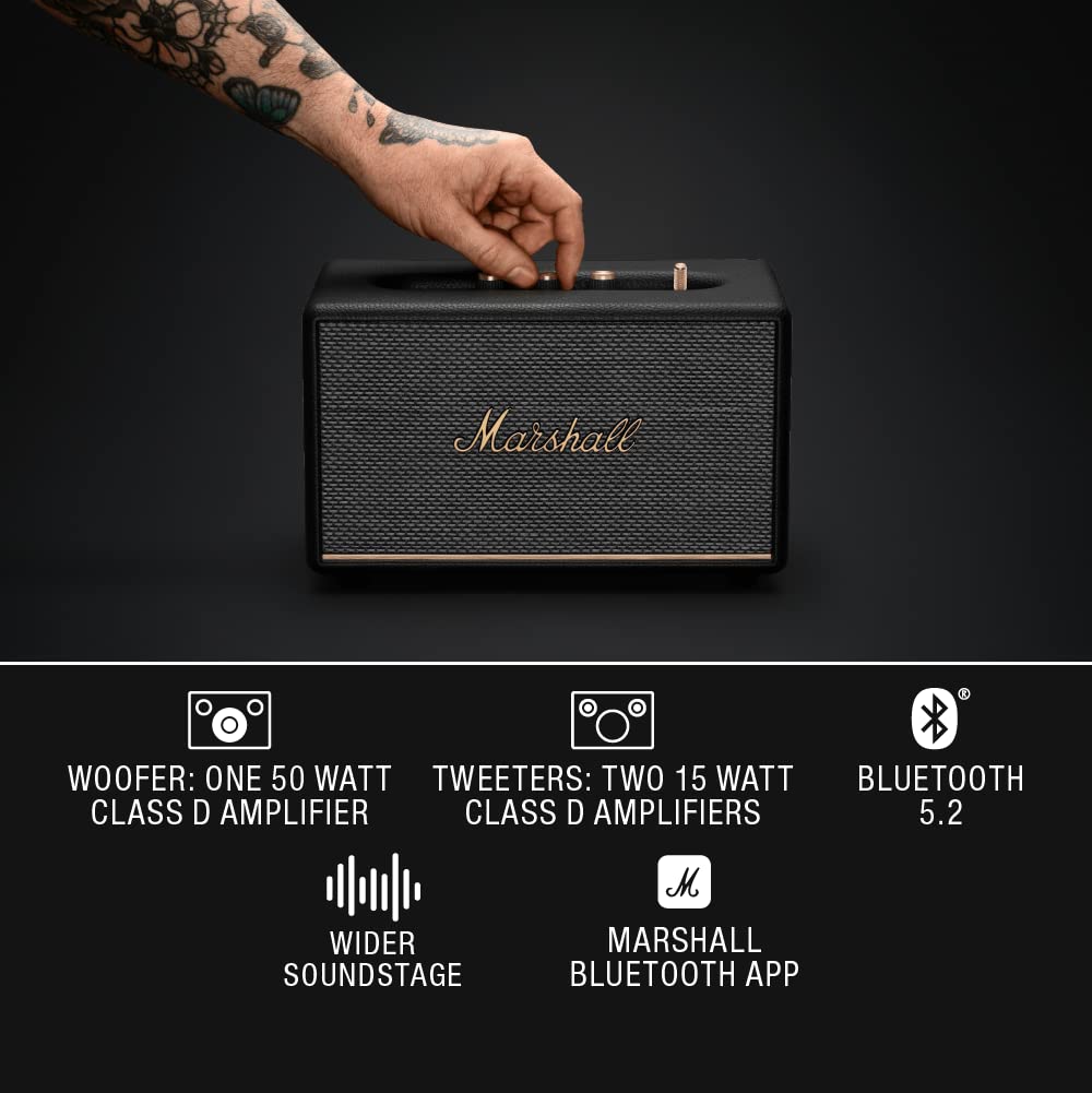 Marshall Stanmore III Bluetooth Speaker – Gen 3 with Wider Stereo Sound, Bluetooth 5.2 & Sustainable Design – Black