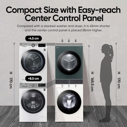 LG FWT1310BG WashTower 13 Kg/10 Kg Washer Dryer Combo | AI Direct Drive, Dual Inverter Heat Pump, Wi-Fi Enabled, Steam+, Central Control Panel | Natural Beige & Green