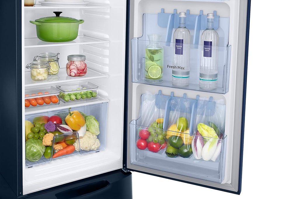 Samsung RR26C3893CU/HL 246L 3 Star Inverter Direct-Cool Single Door Refrigerator Appliance (Camellia Blue) Base Stand Drawer