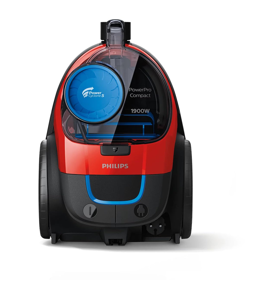 PHILIPS FC9351/01 PowerPro Compact Bagless Vacuum Cleaner – 1900W, PowerCyclone 5 Technology, HEPA Filter, Monza Red