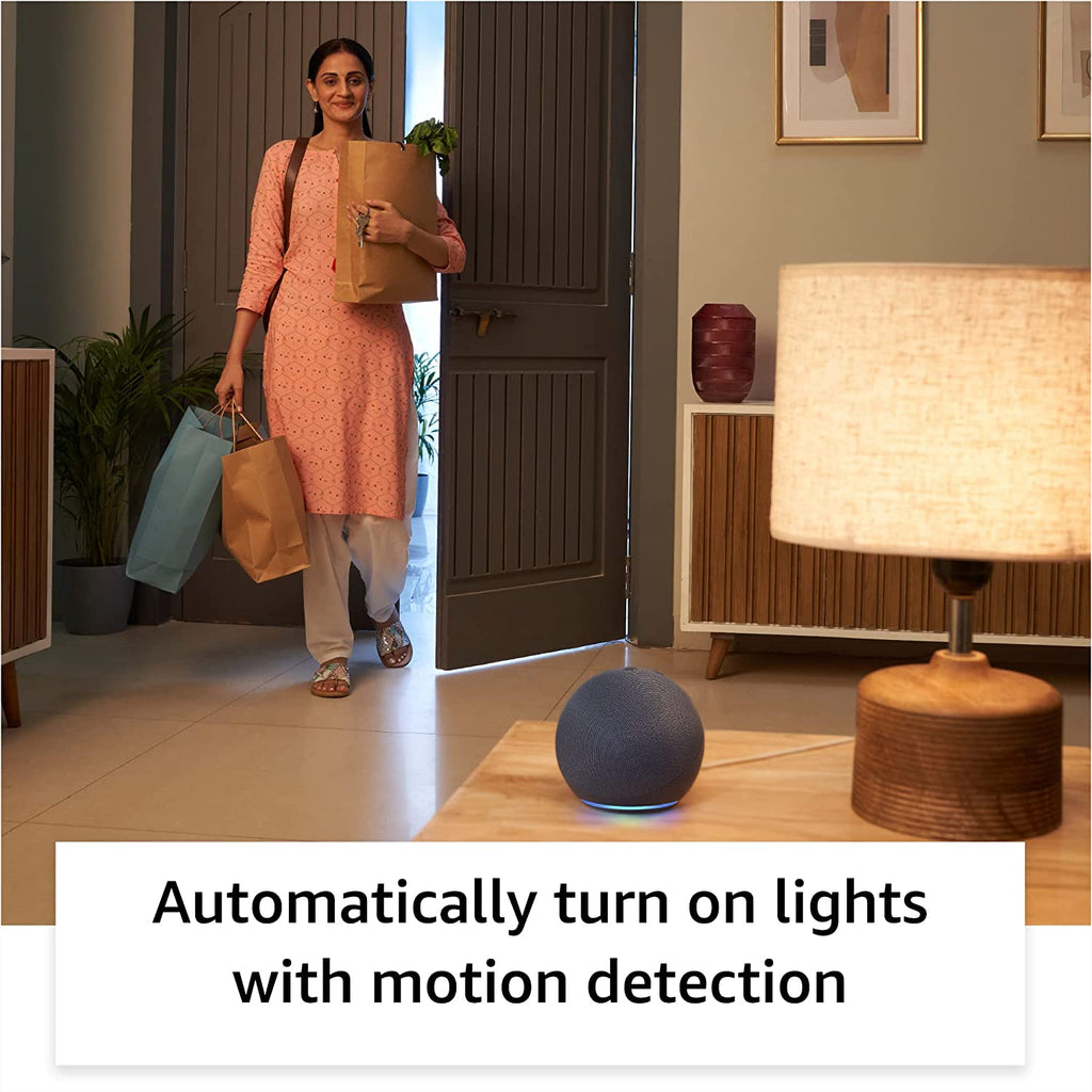 Amazon Echo Dot (5th Gen) | Smart speaker with Bigger sound, Motion Detection, Temperature Sensor and Alexa| Blue