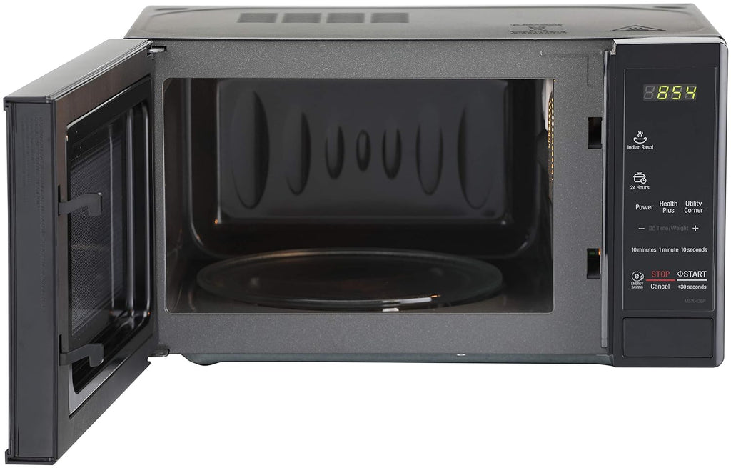 LG MS2043BP 20L Solo Microwave Oven (Black, Polished Finish) with i-Wave Technology, Anti-Bacterial Cavity, 44 Auto Cook Menus & Child Lock – Ideal for Reheating, Defrosting & Healthy Cooking