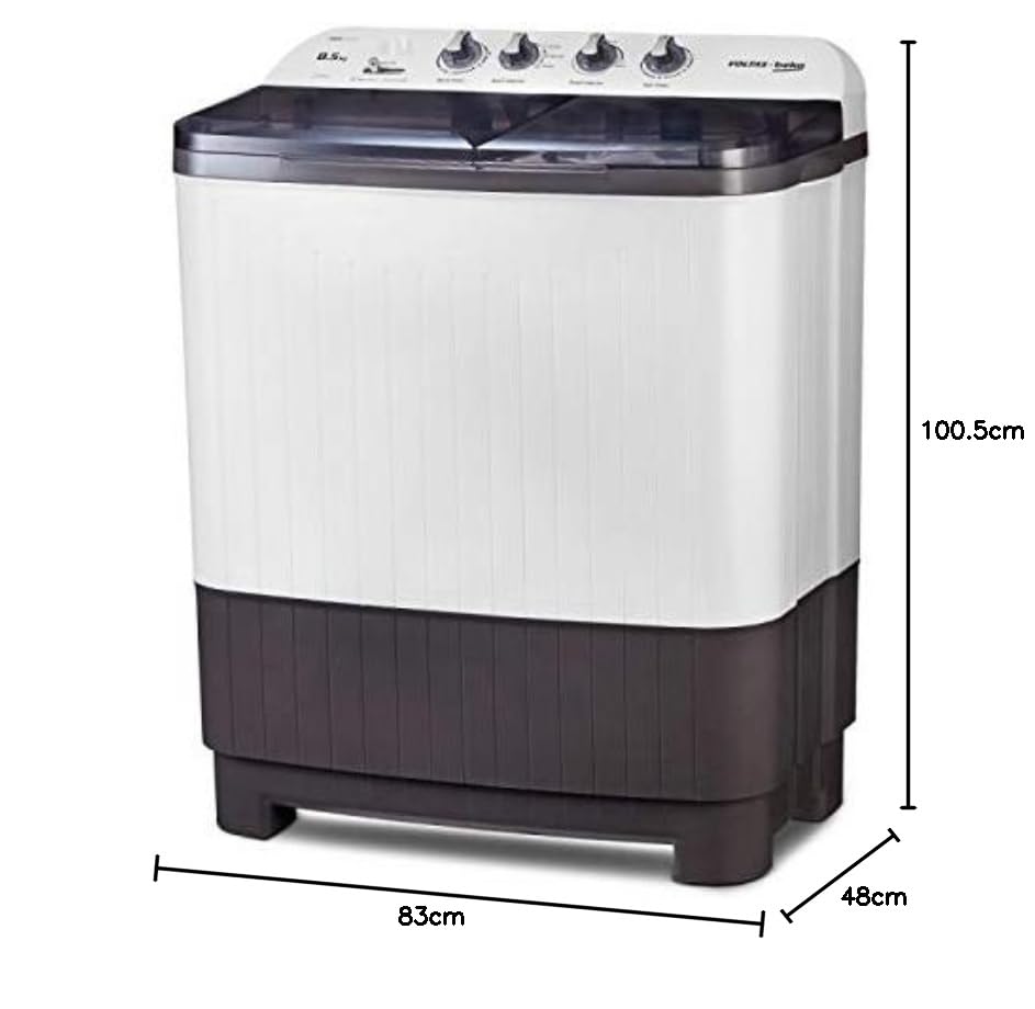 Voltas Beko WTT85DGRT 8.5 kg Semi Automatic Top Load Washing Machine White, Grey
