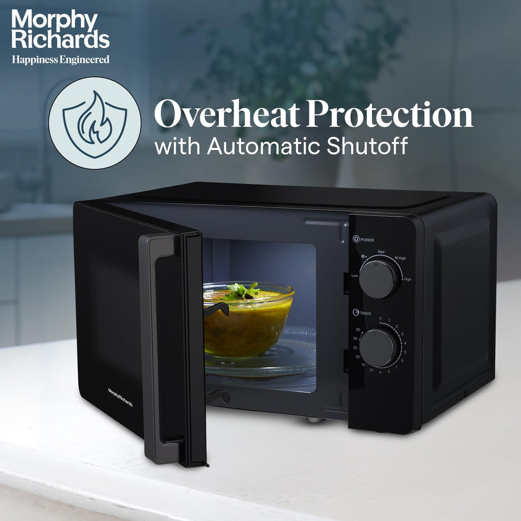Morphy Richards 20MWS 20 Litres Solo Microwave Oven with Large Turntable Black