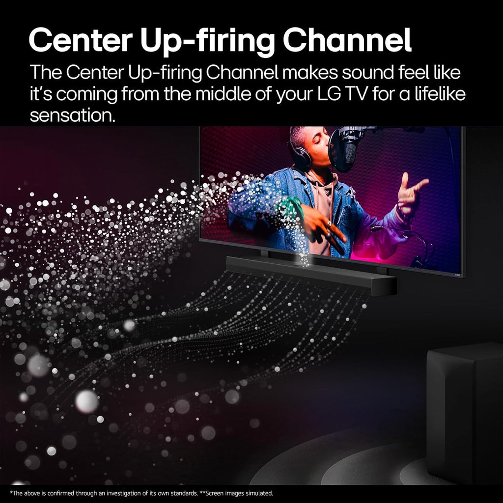 LG SQ70TY 400W 3.1.1Ch Soundbar with Dolby Atmos, DTS:X, AI Sound Pro & Wireless Subwoofer (Black)