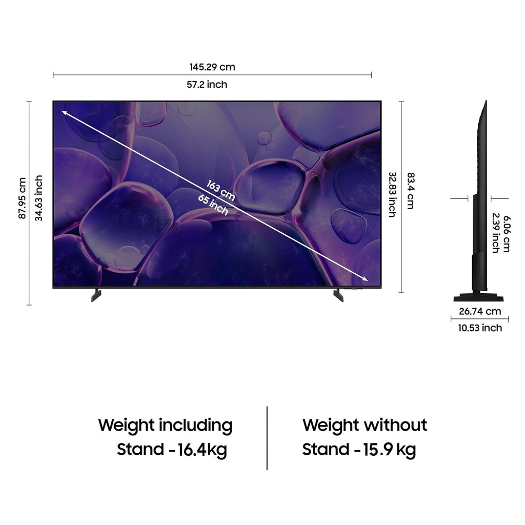 Samsung UA65U8100FULXL 65 Inch Crystal 4K Ultra HD Smart LED TV (Black) | HDR10+, Crystal Processor 4K, Dolby Digital, Alexa & Google Assistant Built-In, Q-Symphony